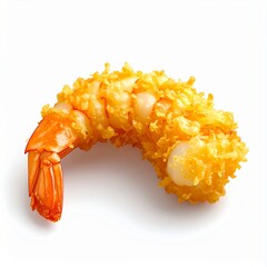 Isometric 3D Shrimp Tempura Illustration on White Background