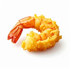 Isometric 3D Shrimp Tempura Illustration on White Background