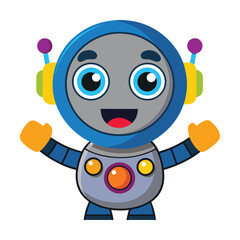 happy robot kid cartoon mascot
