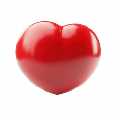 Fototapeta premium Cute 3D red heart with smooth glossy surface and rounded chubby shape, perfect for love or emoji icon, isolated on white background.