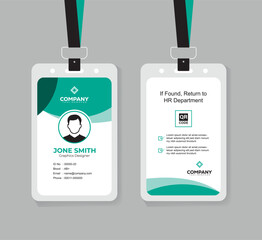 Modern Corporate ID Card Design Template with QR Code for Staff and Business Use 