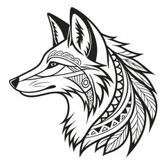 wolf head vector silhouette  with white background