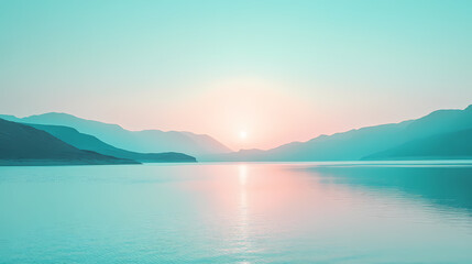 Fototapeta premium Serene Sunrise Landscape isolated on transparent background