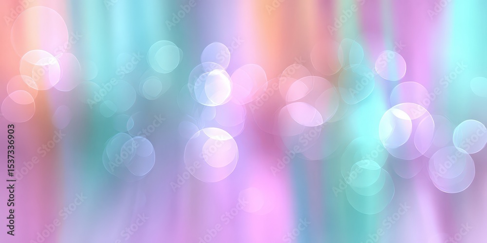 Poster pastel bokeh lights background with soft blur, representing dreamy aesthetics and digital creativity