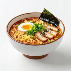 Isometric 3D Bowl of Ramen Illustration on White Background
