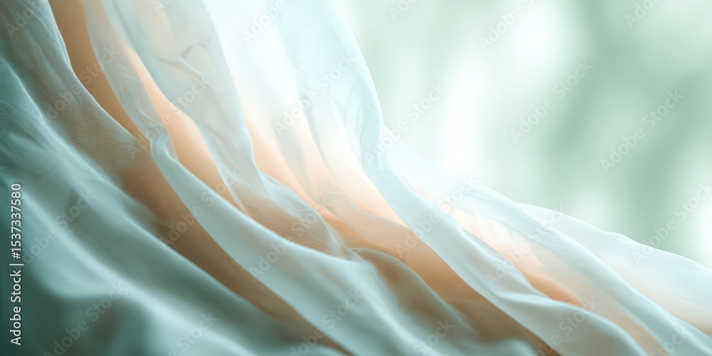 Poster abstract flowing fabric in pastel colors, evoking serenity and representing softness and elegance