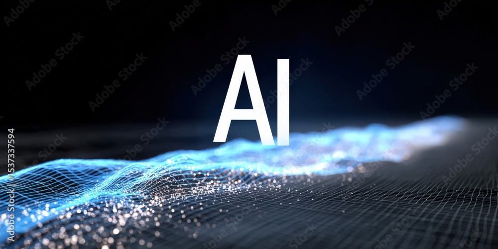 Poster abstract ai network with glowing nodes, representing technology, innovation, and connectivity