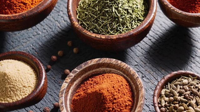 Vibrant Spices and Herbs Display Video