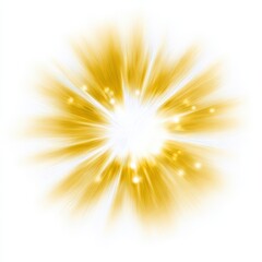 Obraz premium Golden Light Burst on White Background, Symbolizing Radiance and Spiritual Enlightenment
