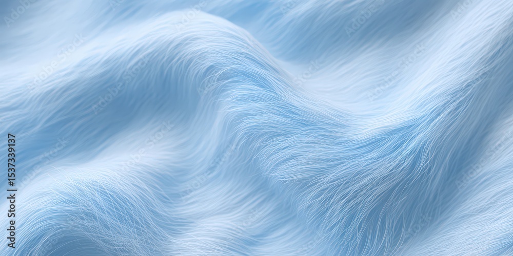 Poster abstract wavy blue fur texture background, representing softness and calming product presentation