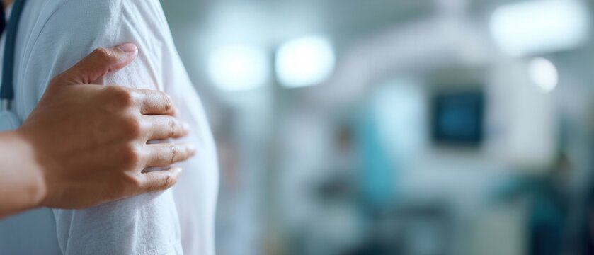 African American doctor comforting colleague with hand on shoulder in hospital Concept of support, empathy, and healthcare professional wellbeing