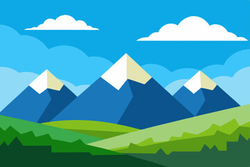 Majestic Mountain Peaks A Serene Landscape Illustration