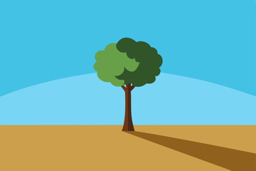 Serene Tree Silhouette Nature's Peaceful Embrace under a Summer Sky
