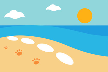 Paw Prints in the Sand A Sunny Beach Day Illustration