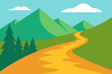 Serene Mountain Vista Winding Road to Tranquil Peaks