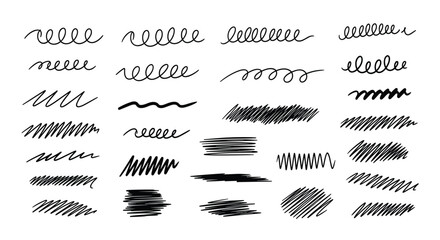 Various Vector Drawn Black Ink Line Brush Strokes Collection