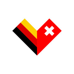 Obraz premium friendship concept. heart shape icon with germany and switzerland flags. vector illustration isolated on white background