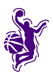 joueur basketball dunk silhouette ballon logo © Scal