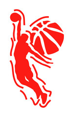 joueur basketball silhouette ballon dunk