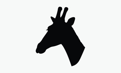 Giraffe silhouette drawing, hand drawn animal vector