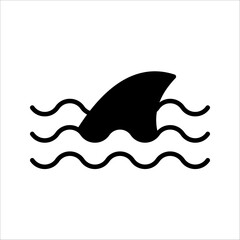 shark fin Icon Symbol isolated white background. vector illustration. color editable.