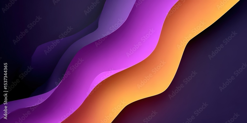 Poster abstract wavy layers of purple and orange, illustrating gradient backgrounds and modern design