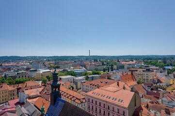 Obraz premium View of České Budějovice from the Black Tower, sunny day in June