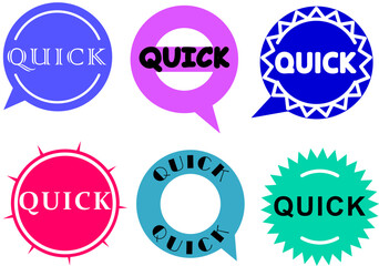 Quick Label Badge Vector Icons – Bold Color Speech Bubble Tag Design Set