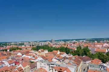 Obraz premium View of České Budějovice from the Black Tower, sunny day in June