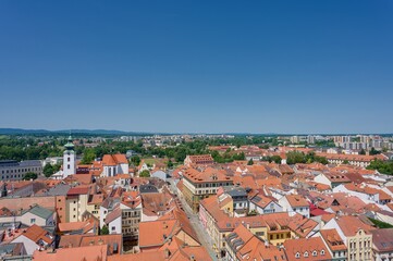 Obraz premium View of České Budějovice from the Black Tower, sunny day in June
