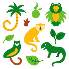 Naklejka premium jungle-animal set of icon vector illustration 