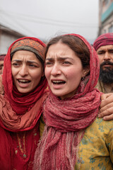 crowd storming district administration building intense emotions on their faces