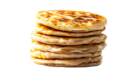 A Stack of GoldenBrown Flatbreads isolated on transparent background