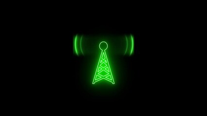 The network tower created the concept of radio waves black background. Digital transmitter-dark version, transmitter signal