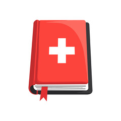 Obraz premium Medical book with a red cover and white cross icon design 