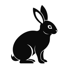 Cute Rabbit Silhouette Icon – Vector Illustration