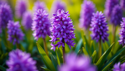 Obraz premium Close-up of vibrant purple lavender blossoms blooming in a fragrant summer garden