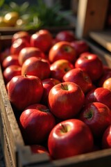 Red apples in a box