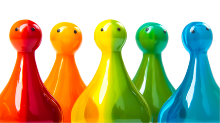 Colorful Game Pieces in a Row, Representing Diversity and Teamwork