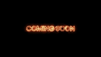 Coming Soon Text with Golden Fire Effect Cinema Trailer Animation 4K Loop - Powered by Adobe