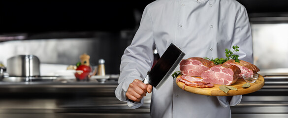 Chef cooks gourmet meats in a pro kitchen.