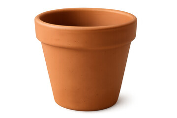 Classic terracotta pot isolated on transparent background, ideal for showcasing plants, flowers, or herbs in designs and mockups