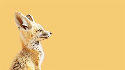 Young fox profile against pastel background
