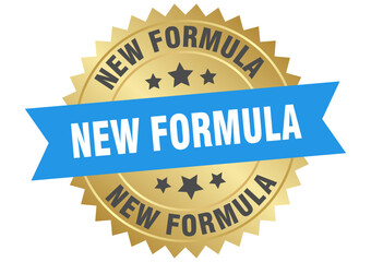 new formula. new formula round blue and gold label isolated on transparent background