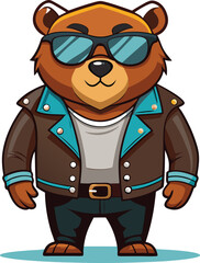  Cool Bear Mascot in Biker Jacket vector