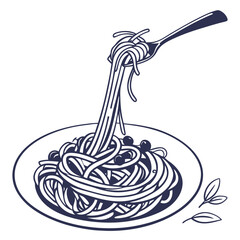 silhouette spaghetti on white background