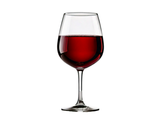 Isolated, elegant wine glass filled with rich red wine, displayed on a clean white background. The clear glass texture enhances light reflections, emphasizing purity, contrast, and visual clarity for