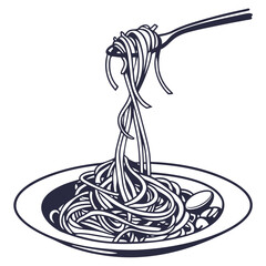 silhouette spaghetti on white background