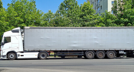 Transportation truck on a road in Romania