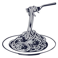 silhouette spaghetti on white background